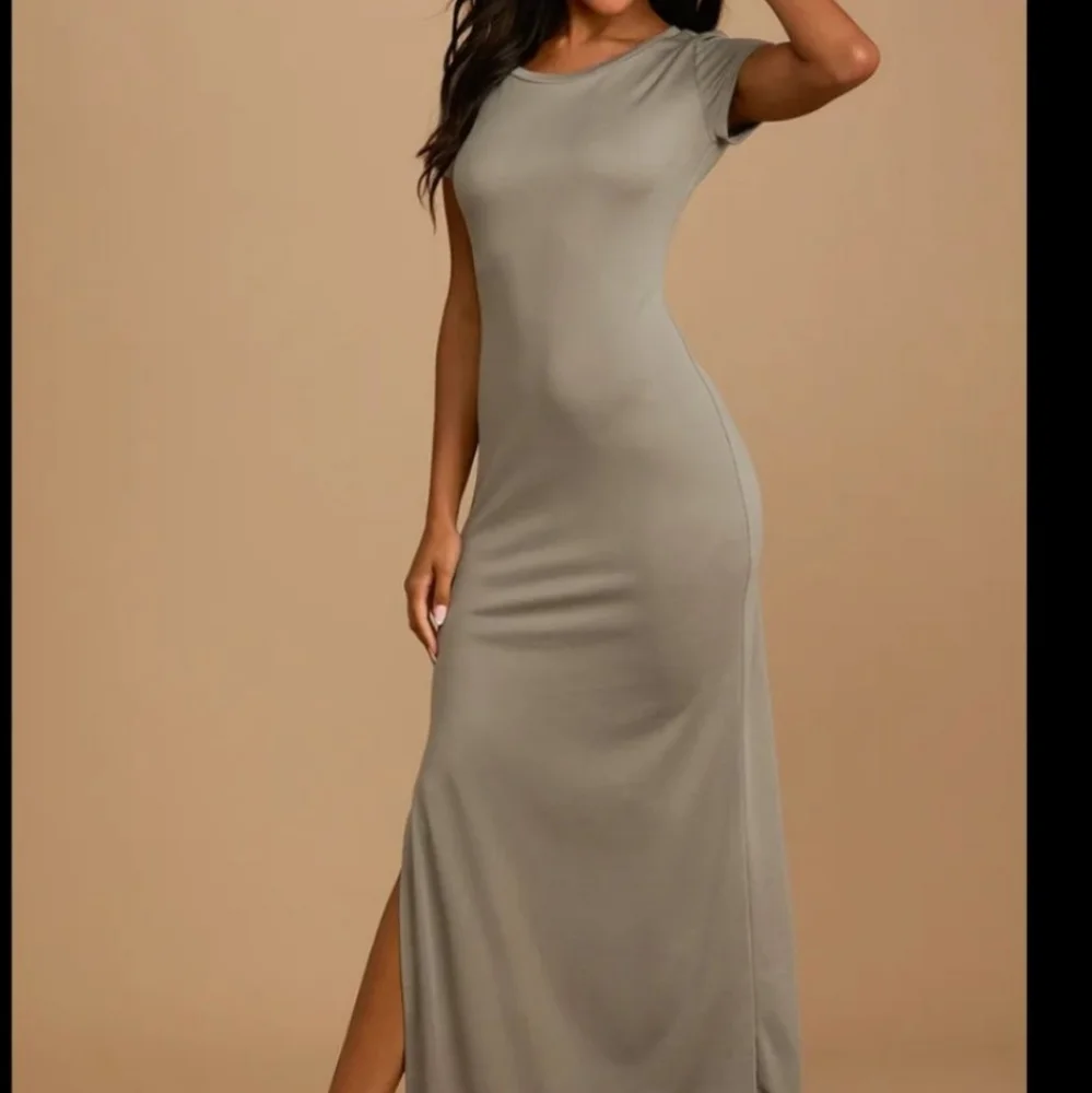 ****SOLD****NWT Lulu's Green Short Sleeve Fitted Maxi Dress Dress - Picture 6 of 17
